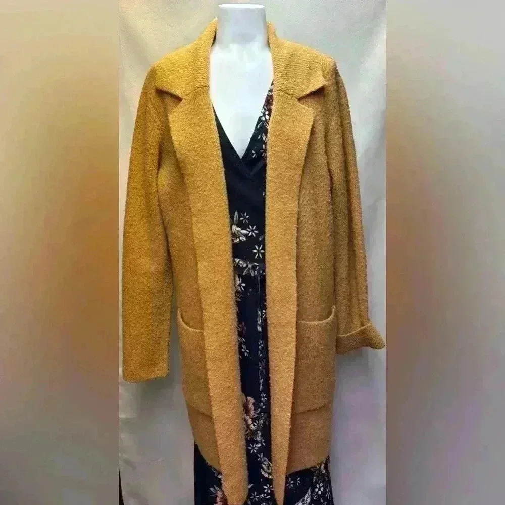 Philosophy Long Oversized Cardigan Sweater in Size Medium Color Mustard